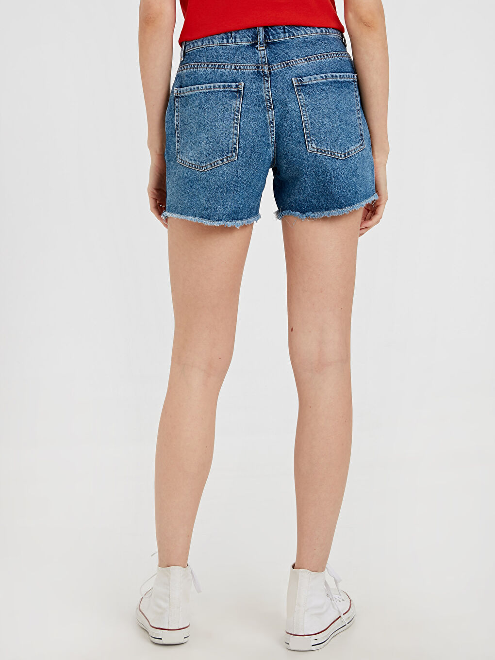 Orta İndigo Rodeo Jean Şort-2