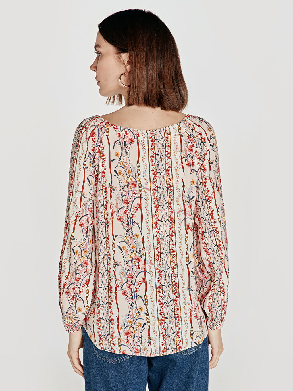 Pembe Standart Fit Uzun Kollu Kadın Bluz-2