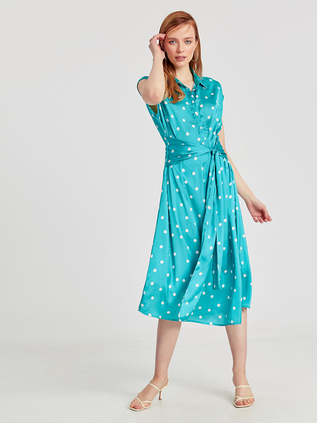 Rochie Satin Slim Fit Decolteu în V pentru Femei