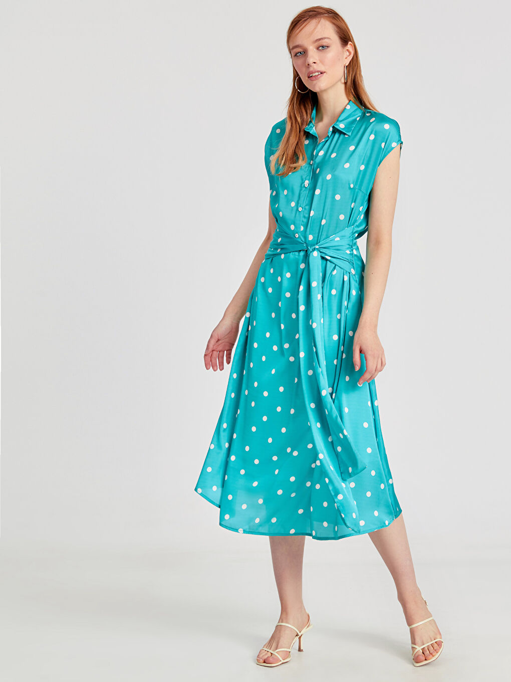 Rochie Satin Slim Fit Decolteu în V pentru Femei-1