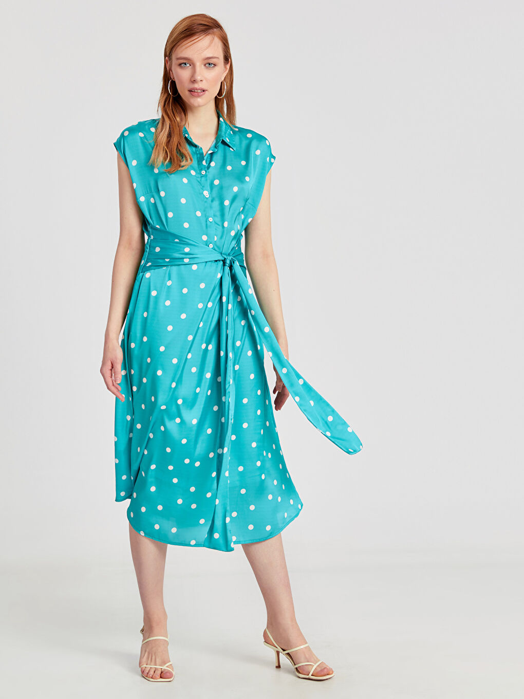 Rochie Satin Slim Fit Decolteu în V pentru Femei-2