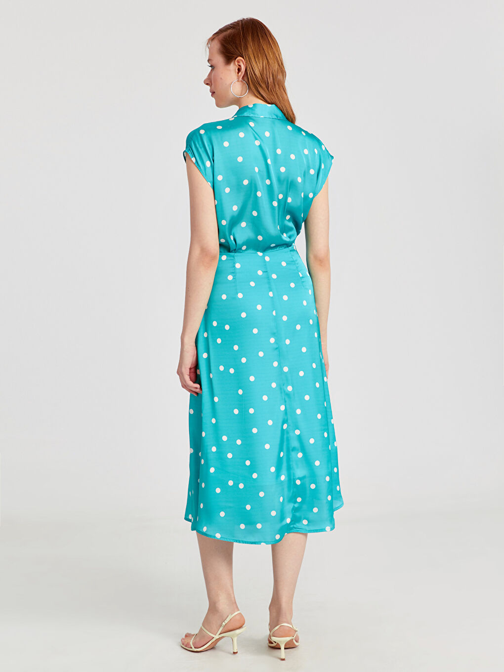 Rochie Satin Slim Fit Decolteu în V pentru Femei-3