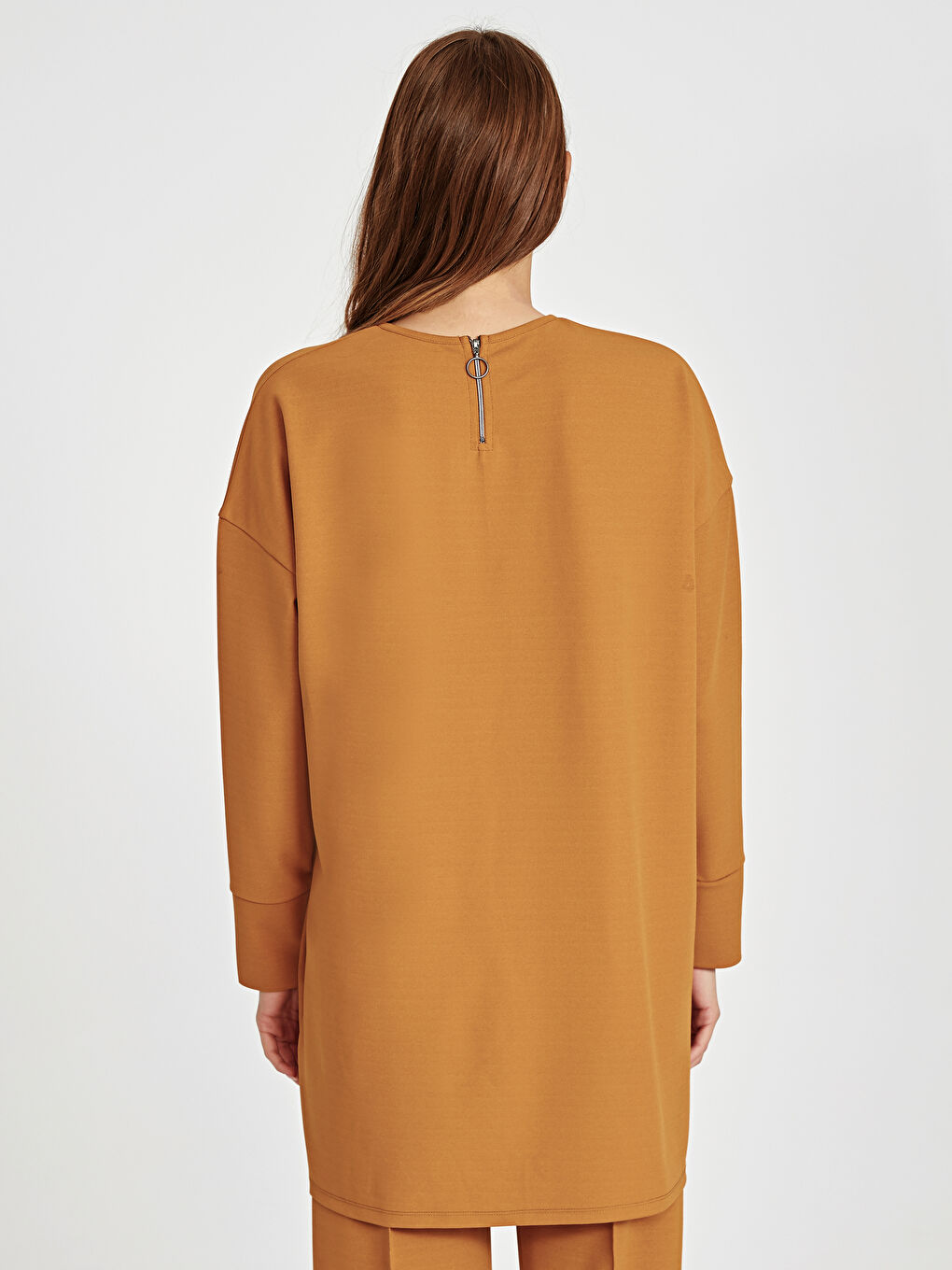 Sarı Bisiklet Yaka Krep Kadın Tunik-3