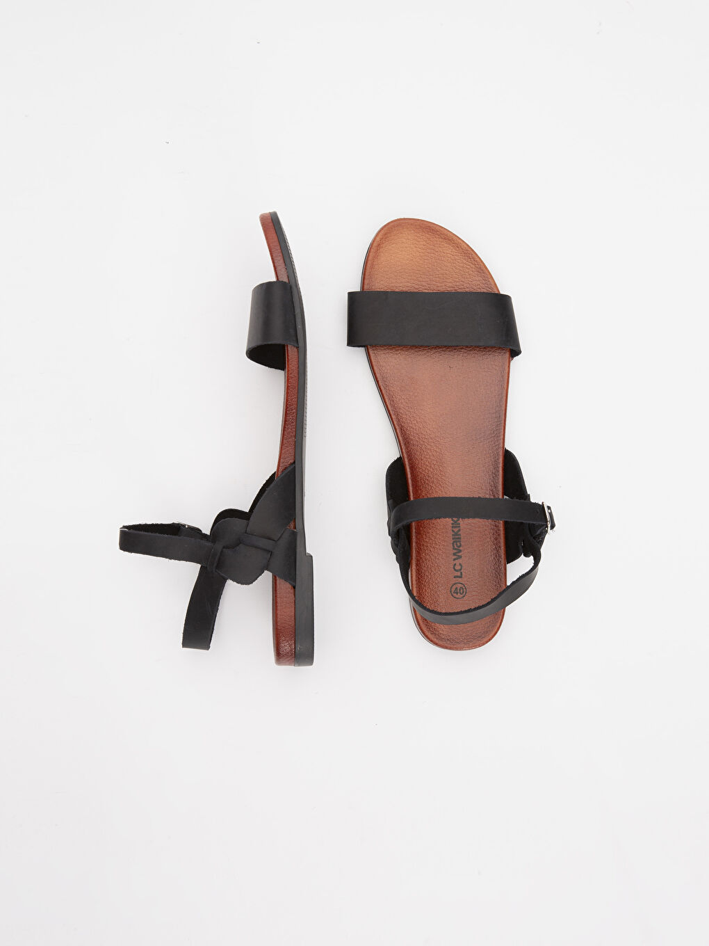 Siyah Kadın Tek Bant Sandalet-1