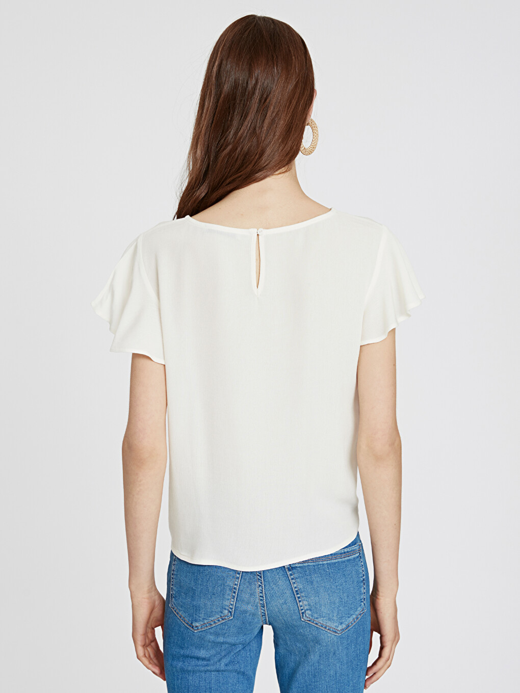 Blouse Pour Femmes À Manches Courtes Et Col Ras Du Cou Avec Nœud Sur Le Devant-2