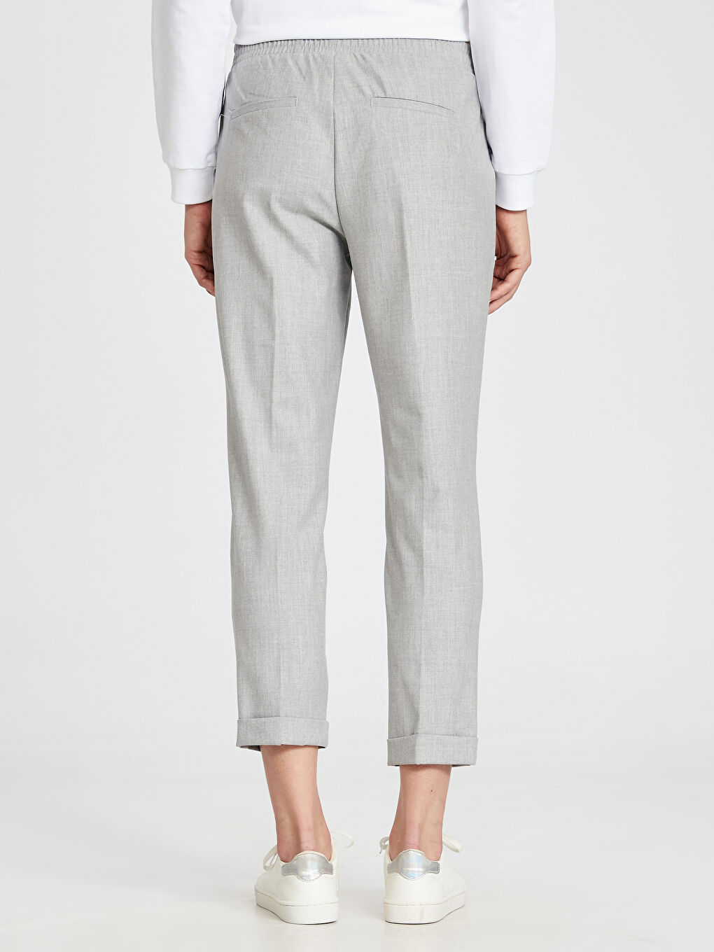 Gri Mom Fit Kadın Pantolon-2