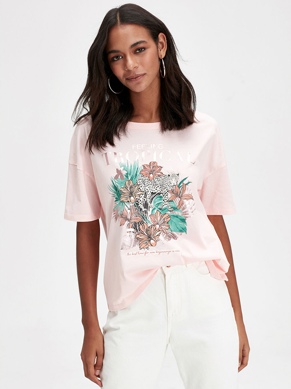 Памучни ризи с дълъг ръкав и принт на деколтето