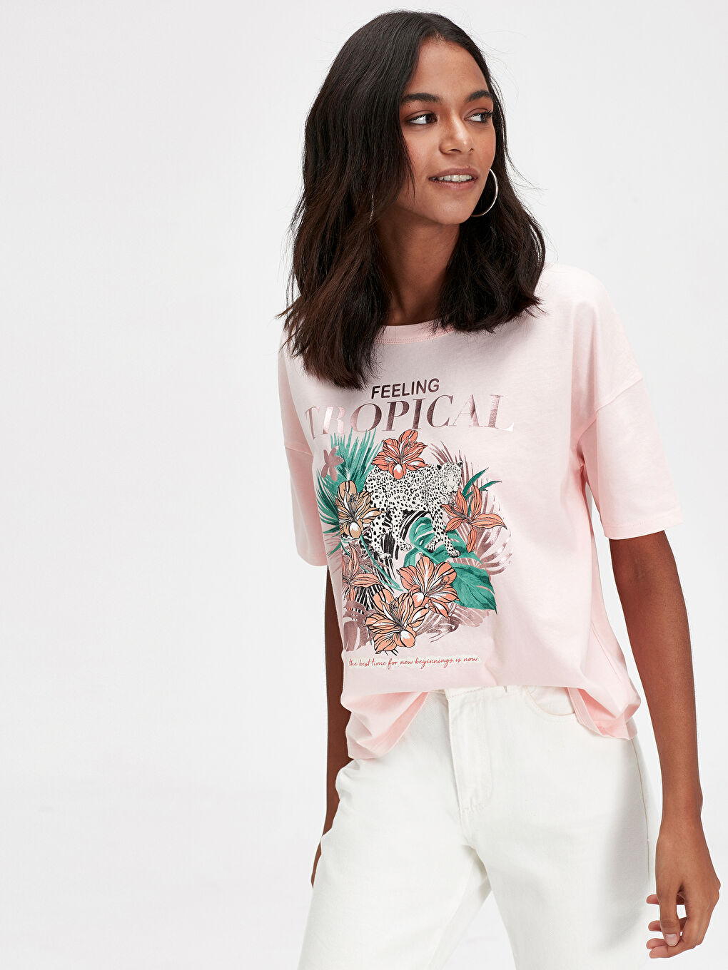 Памучни ризи с дълъг ръкав и принт на деколтето-1