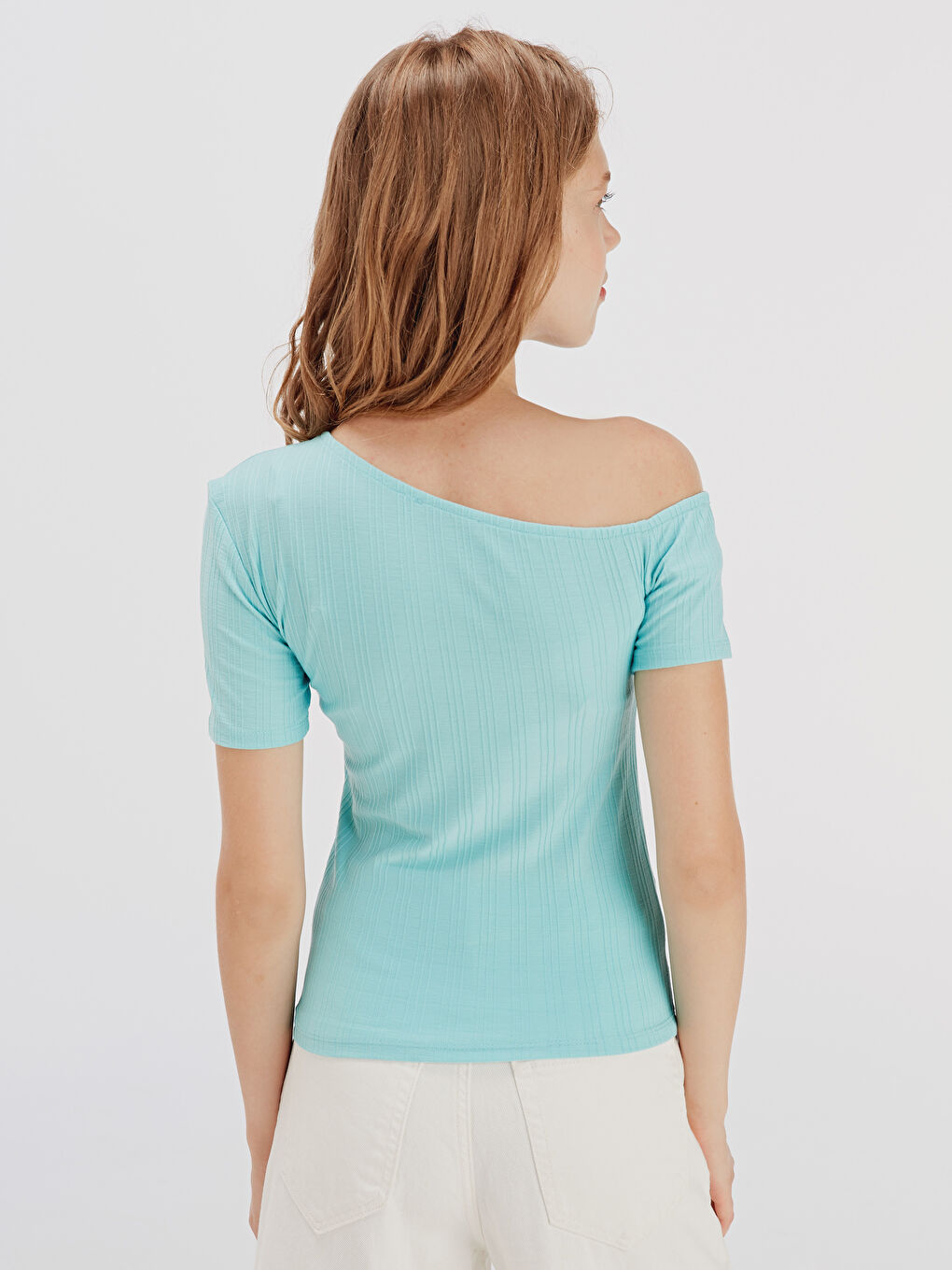 LCW Vision One Shoulder Low Short Sleeve Shirts Women's Flexible -9ST524Z8-KXX