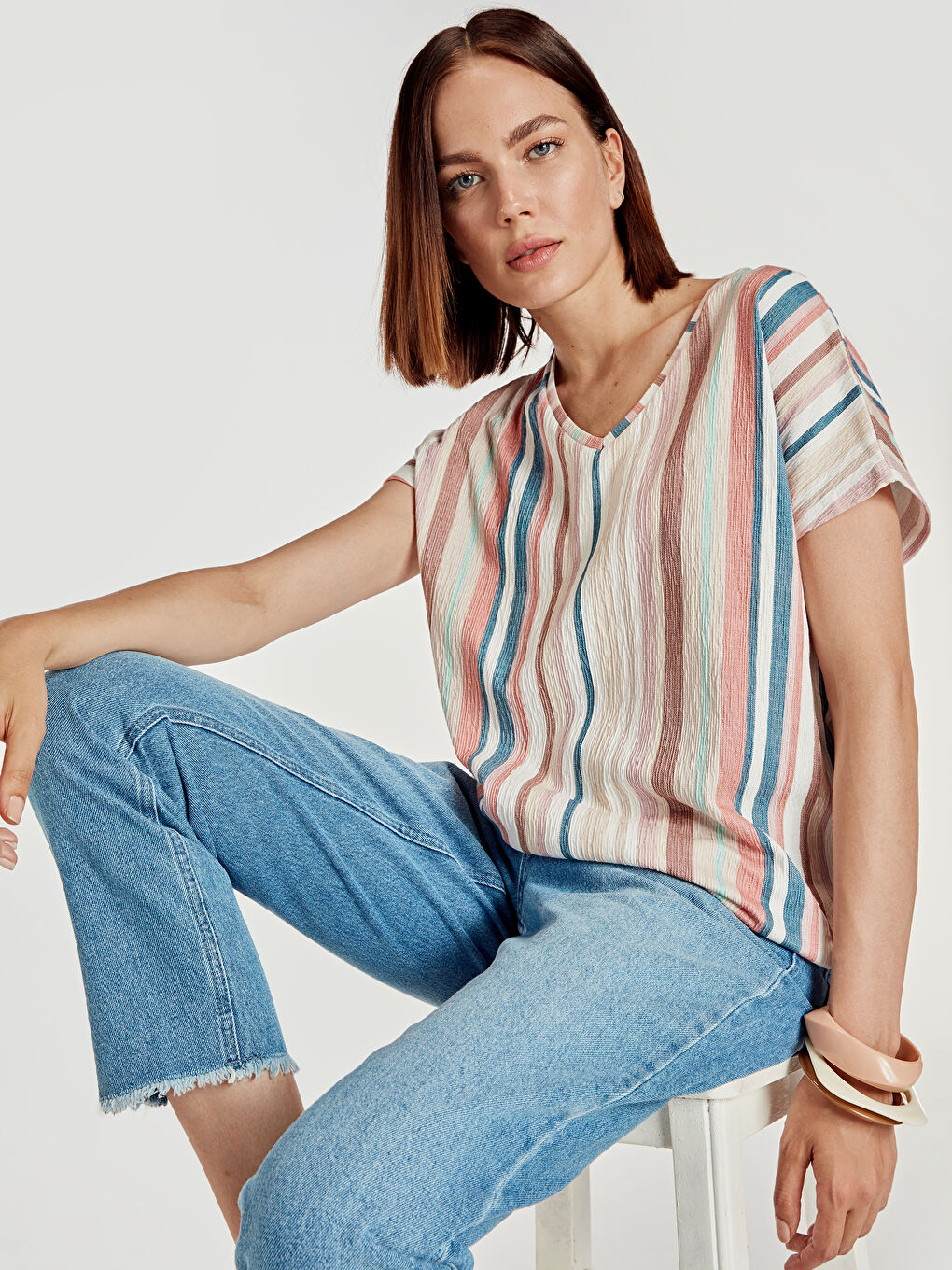 Karışık Çizgili Tişört