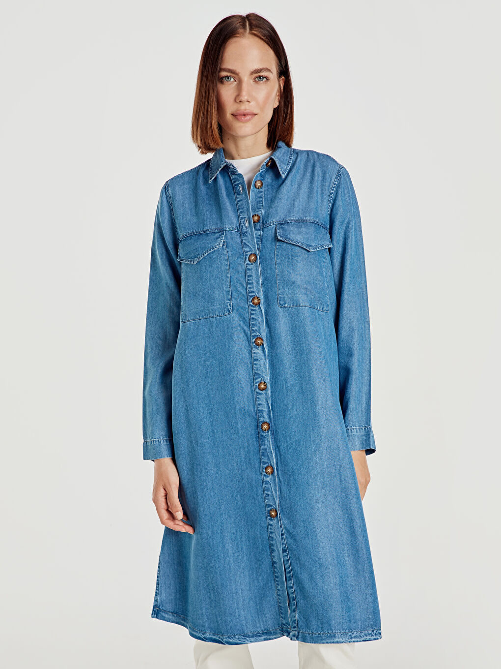 Orta İndigo Rodeo Gömlek Tunik