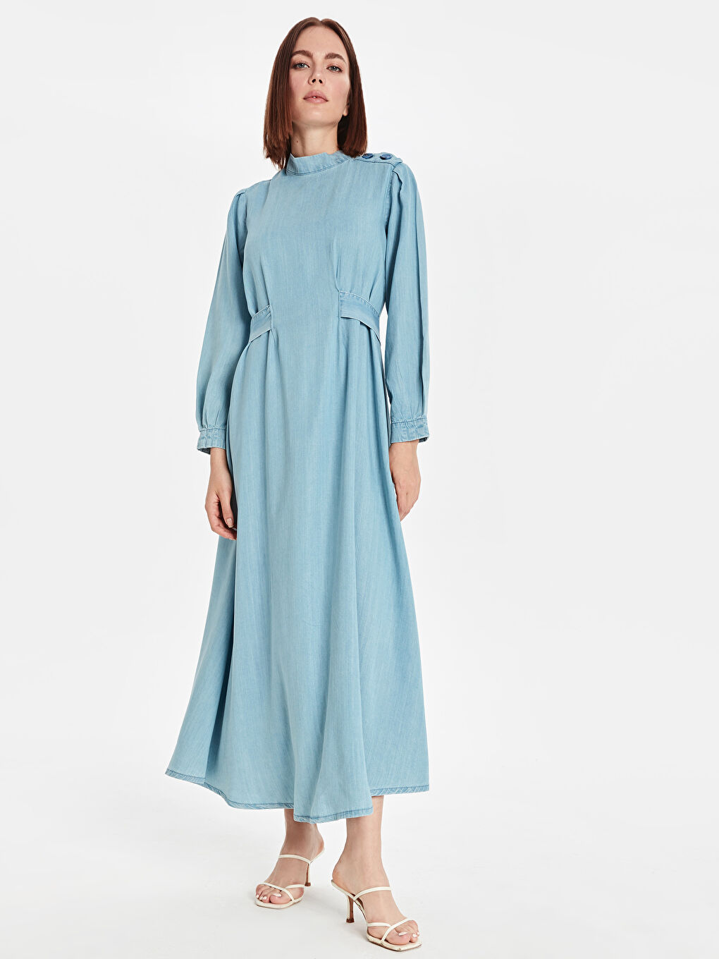 LCW Modest Uzun Kollu Kadın Jean Elbise -9SU051Z8-H45