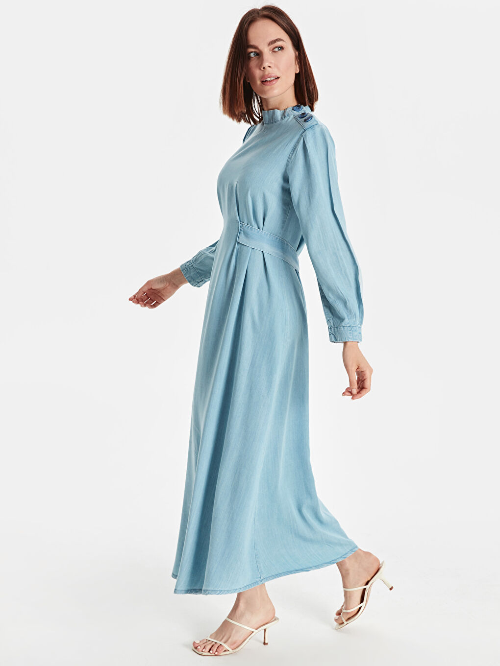 LCW Modest Uzun Kollu Kadın Jean Elbise -9SU051Z8-H45