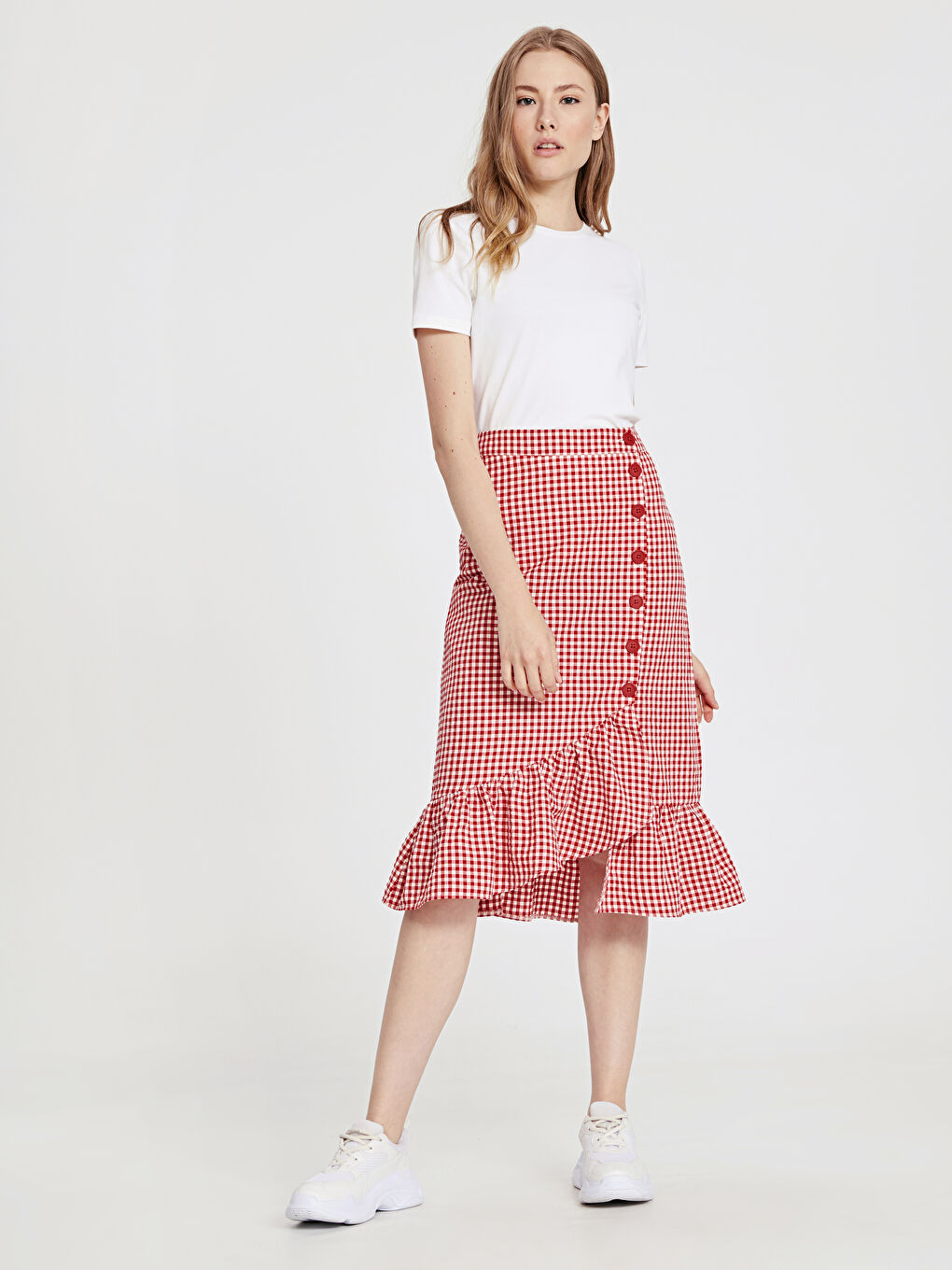 Kırmızı Ekoseli Etek-1