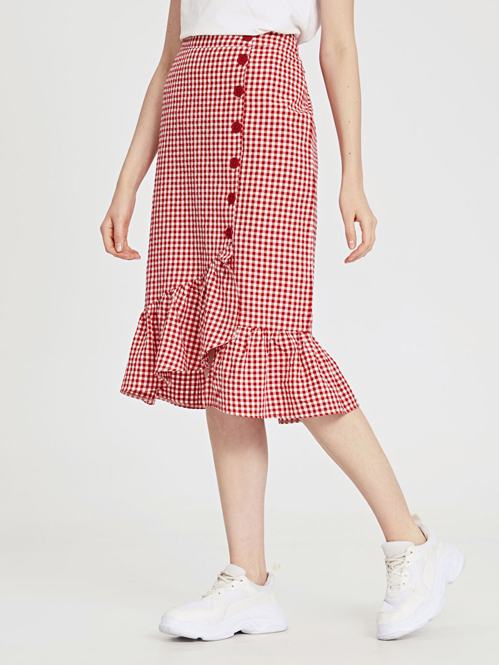 Kırmızı Ekoseli Etek-2