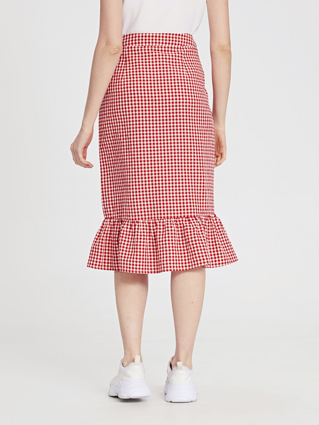 Kırmızı Ekoseli Etek-3