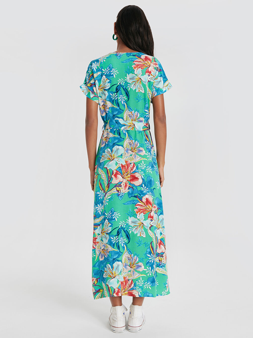 Yeşil Baskılı Elbise-2