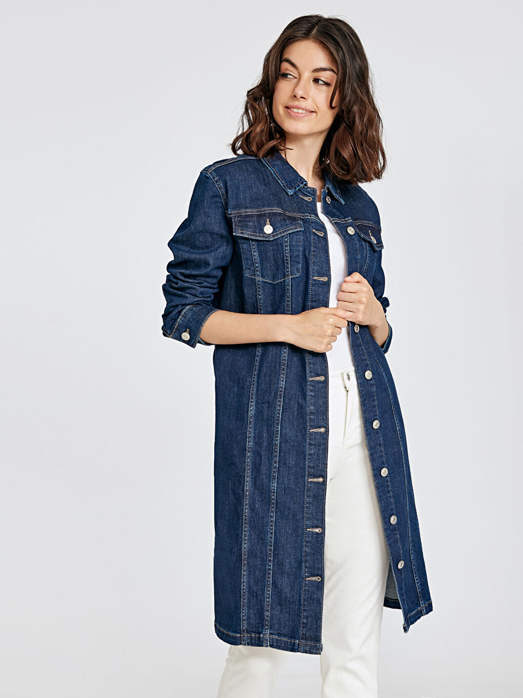 Siyah Standart Fit Kadın Jean Ceket-1