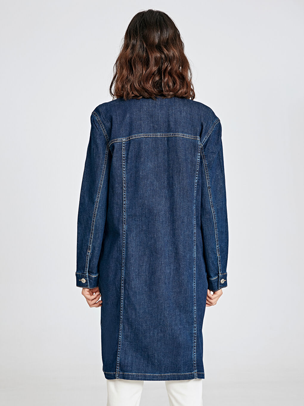 Siyah Standart Fit Kadın Jean Ceket-2