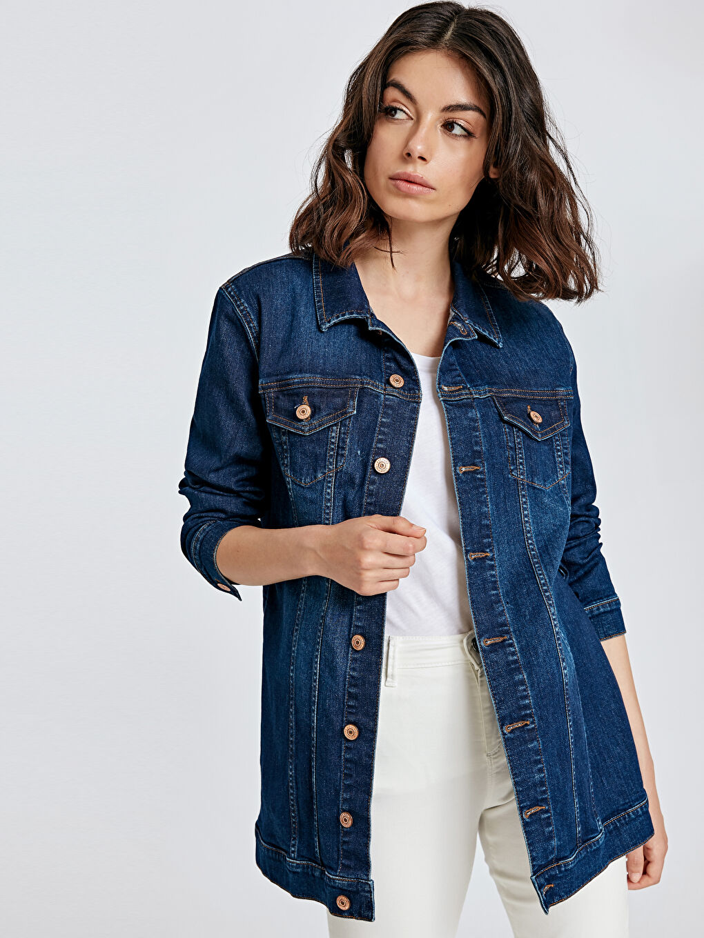İndigo Standart Fit Kadın Jean Ceket-1