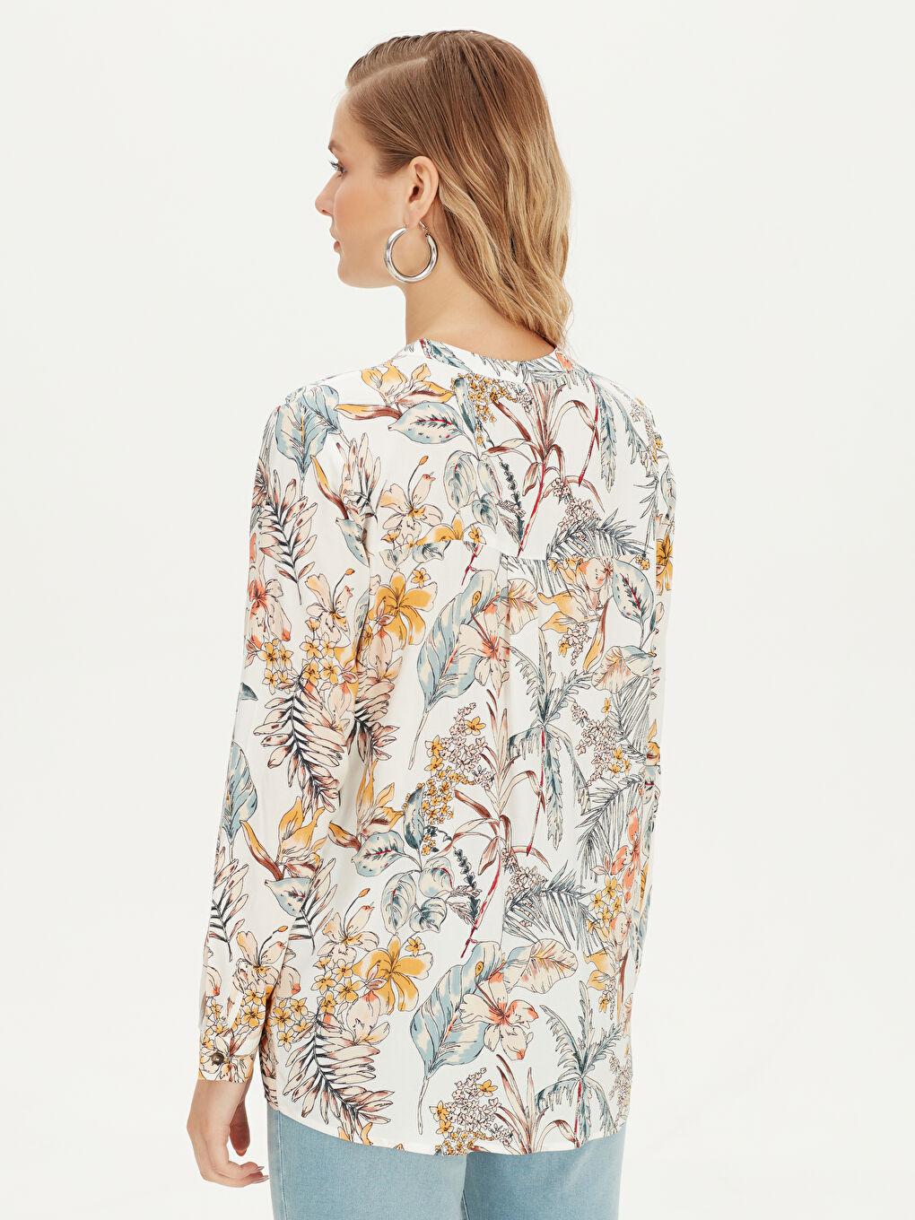 Ekru Baskılı Bluz-2