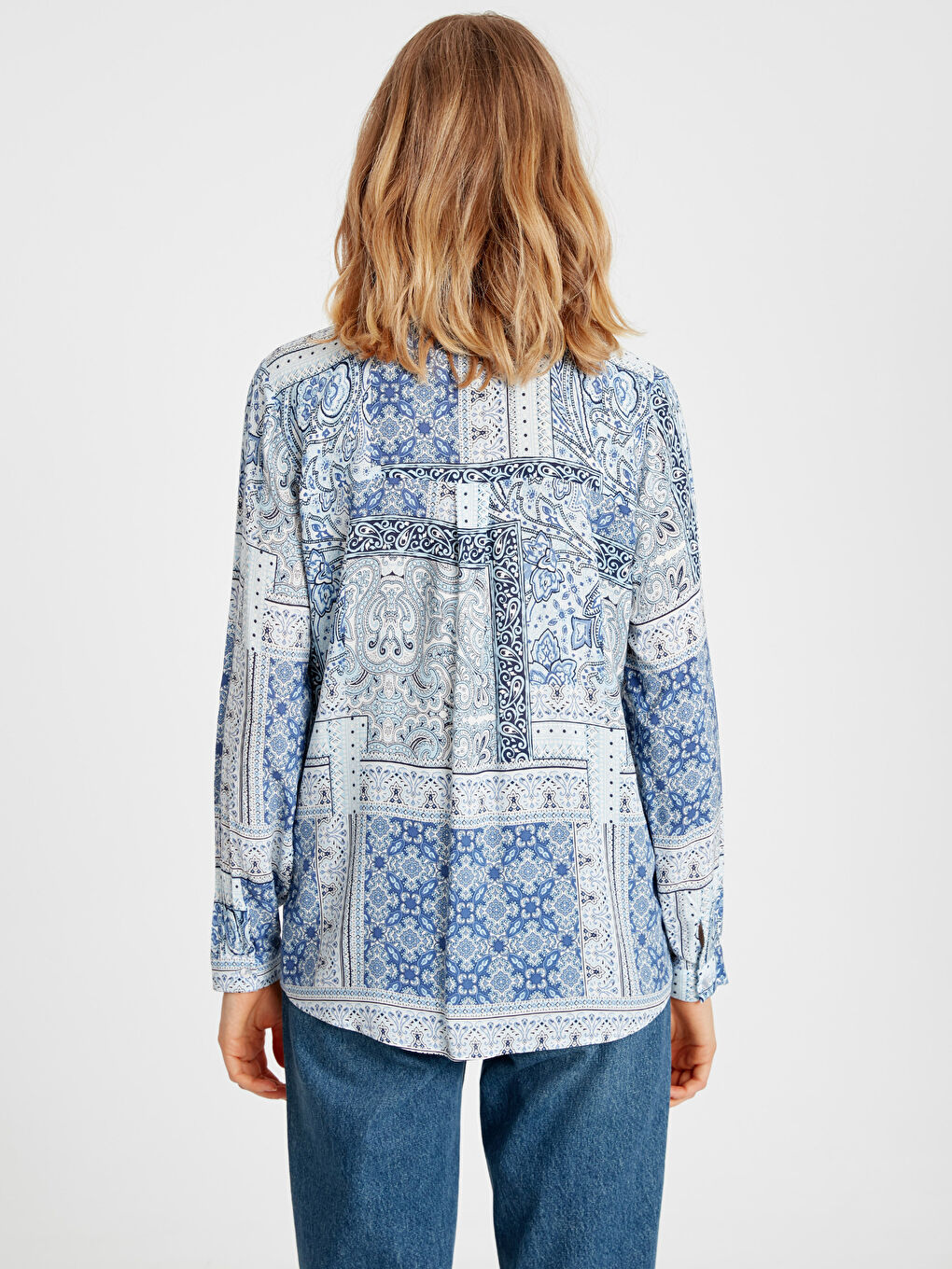 Mavi Baskılı Bluz-2