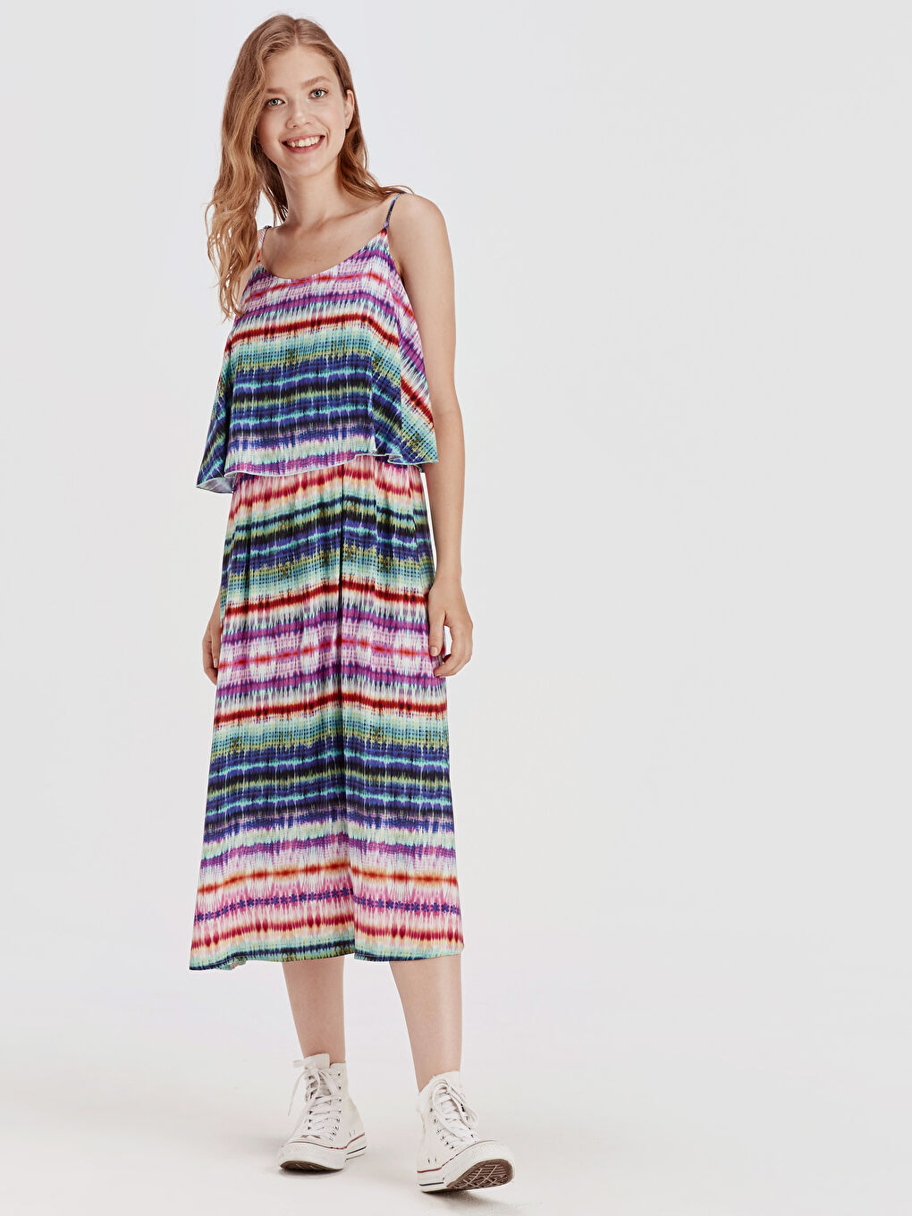 Yeşil Baskılı Elbise