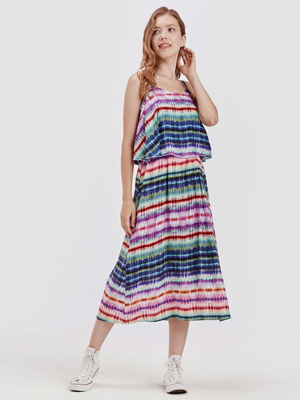 Yeşil Baskılı Elbise-1