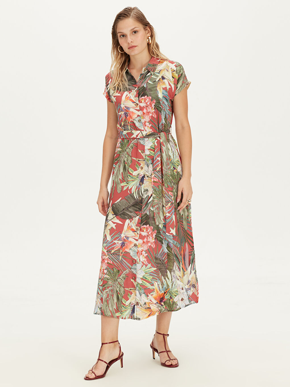 Woman ORANGE Shirt Dress