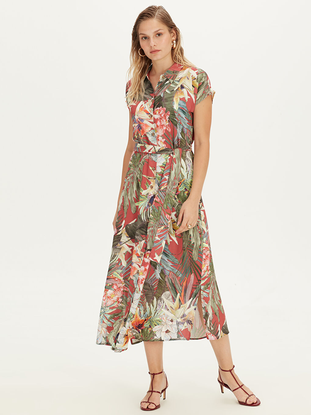 Woman ORANGE Shirt Dress-1