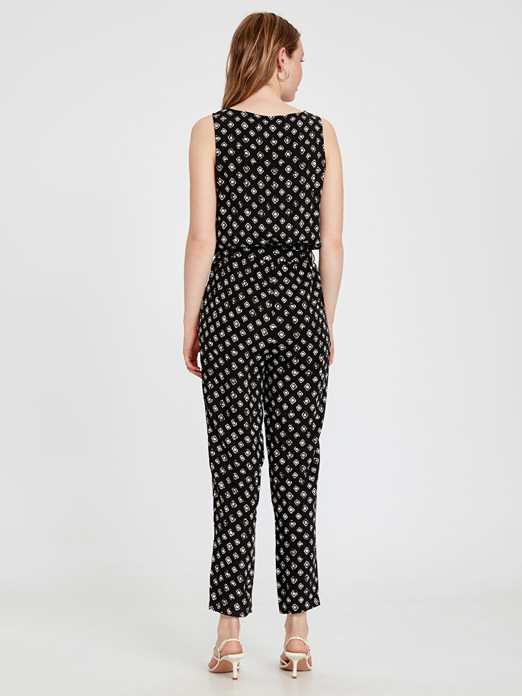 Siyah Kadın Gömlek Yaka Kolsuz Tulum-2