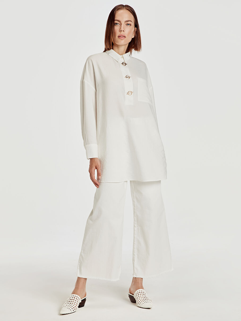 Woman ECRU Trousers-1