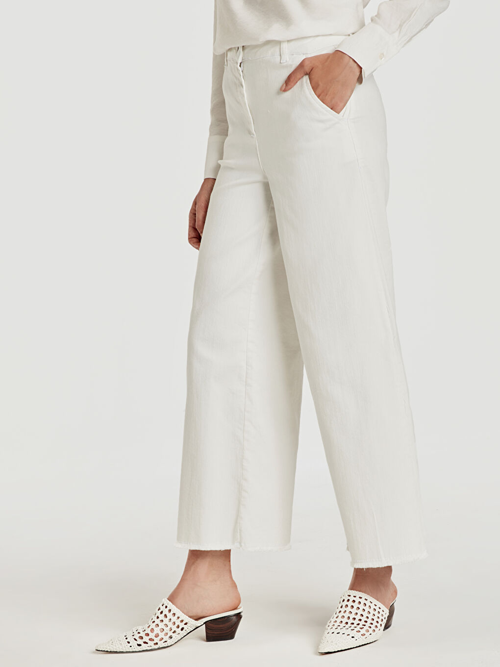 Woman ECRU Trousers-2