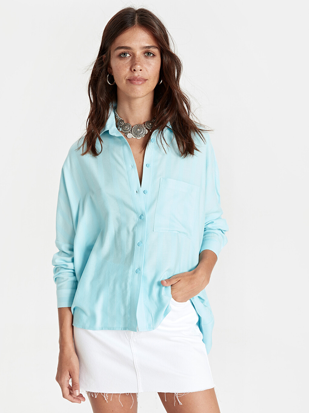 Woman Blue Shirt-1