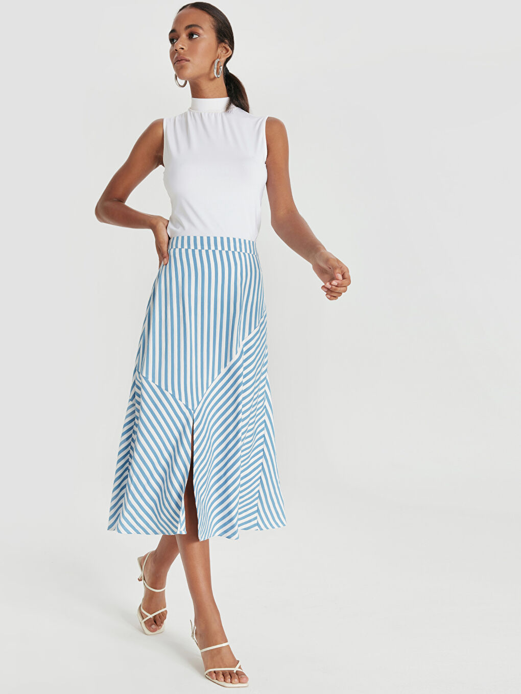 Mavi Rahat Kalıp Kadın Etek