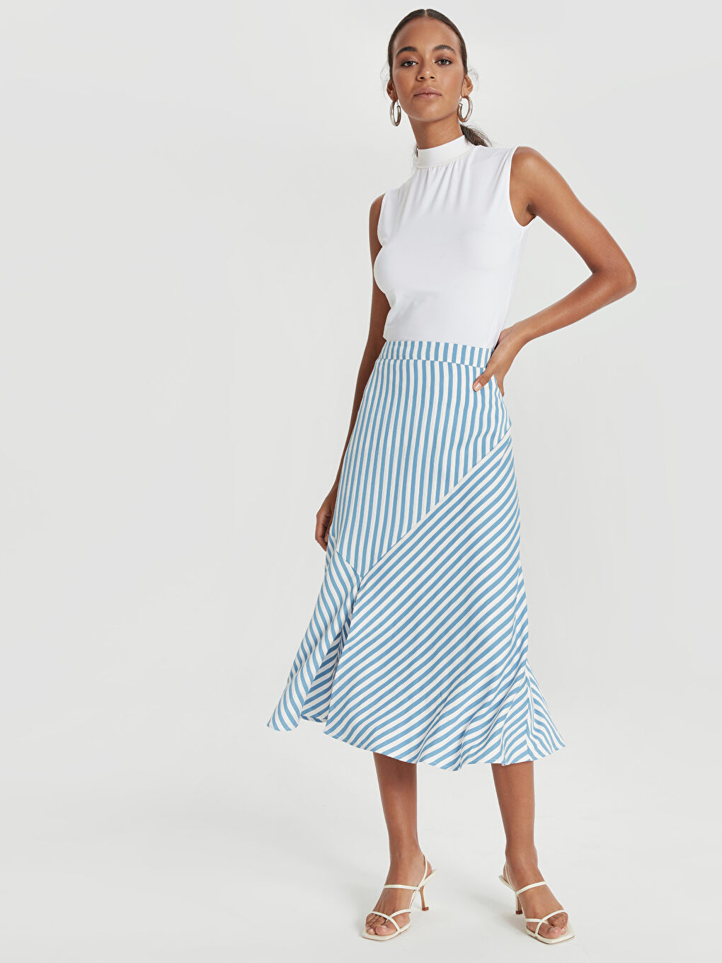 Mavi Rahat Kalıp Kadın Etek-1