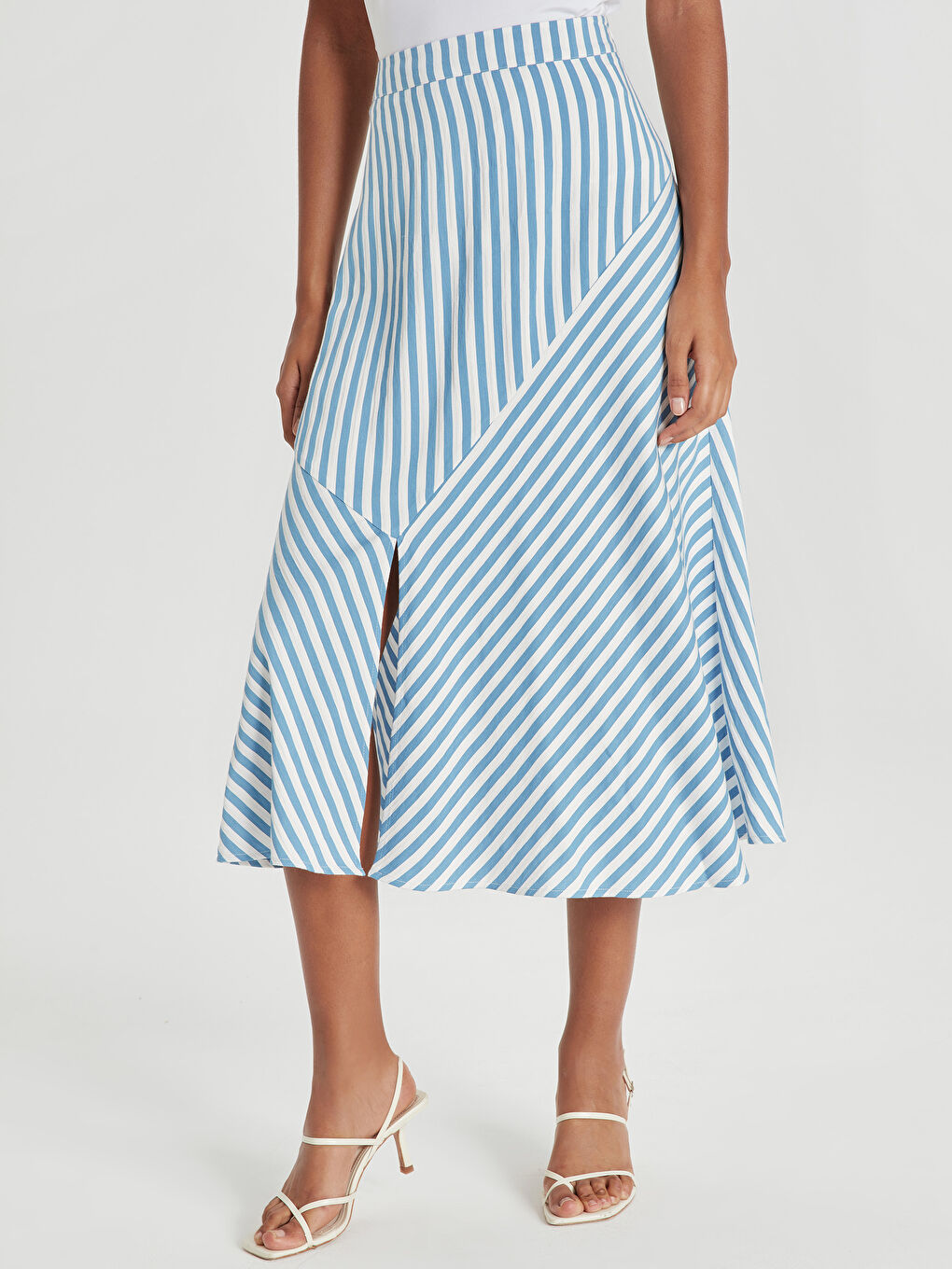 Mavi Rahat Kalıp Kadın Etek-2