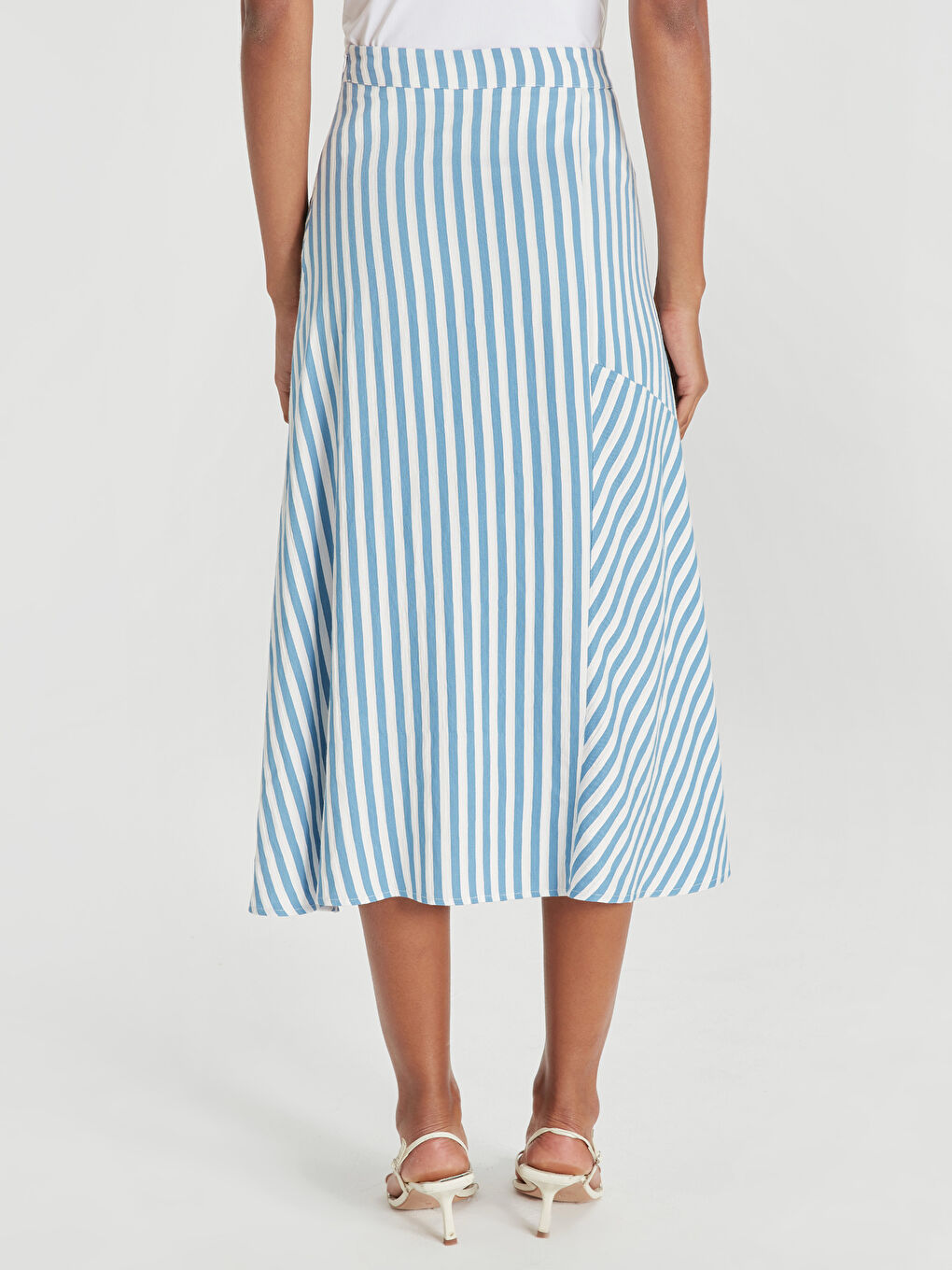 Mavi Rahat Kalıp Kadın Etek-3