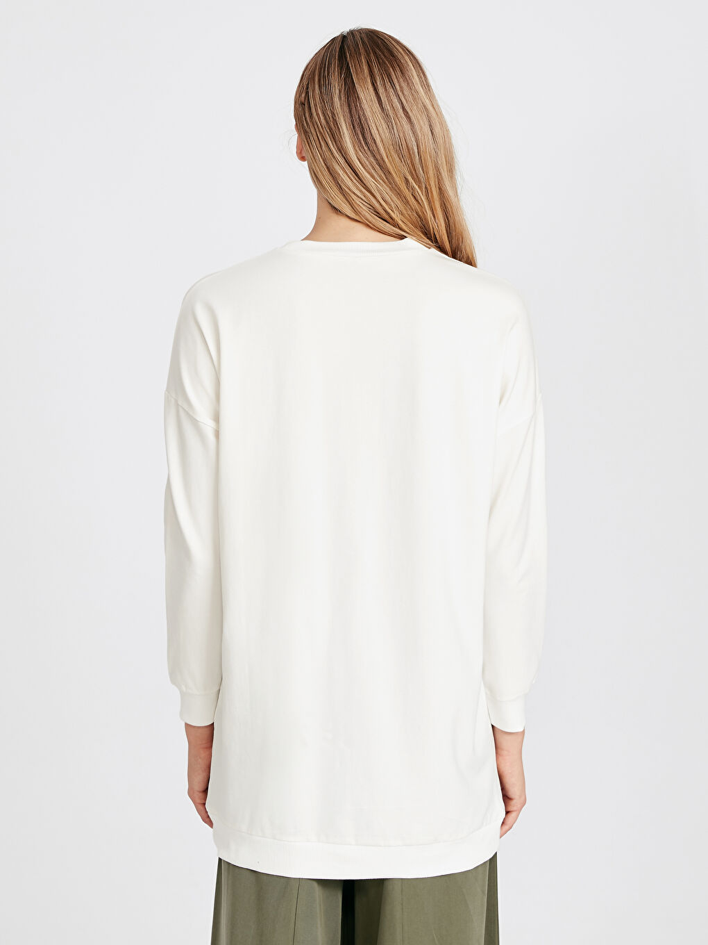 Ekru Bisiklet Yaka Kadın Tunik-2