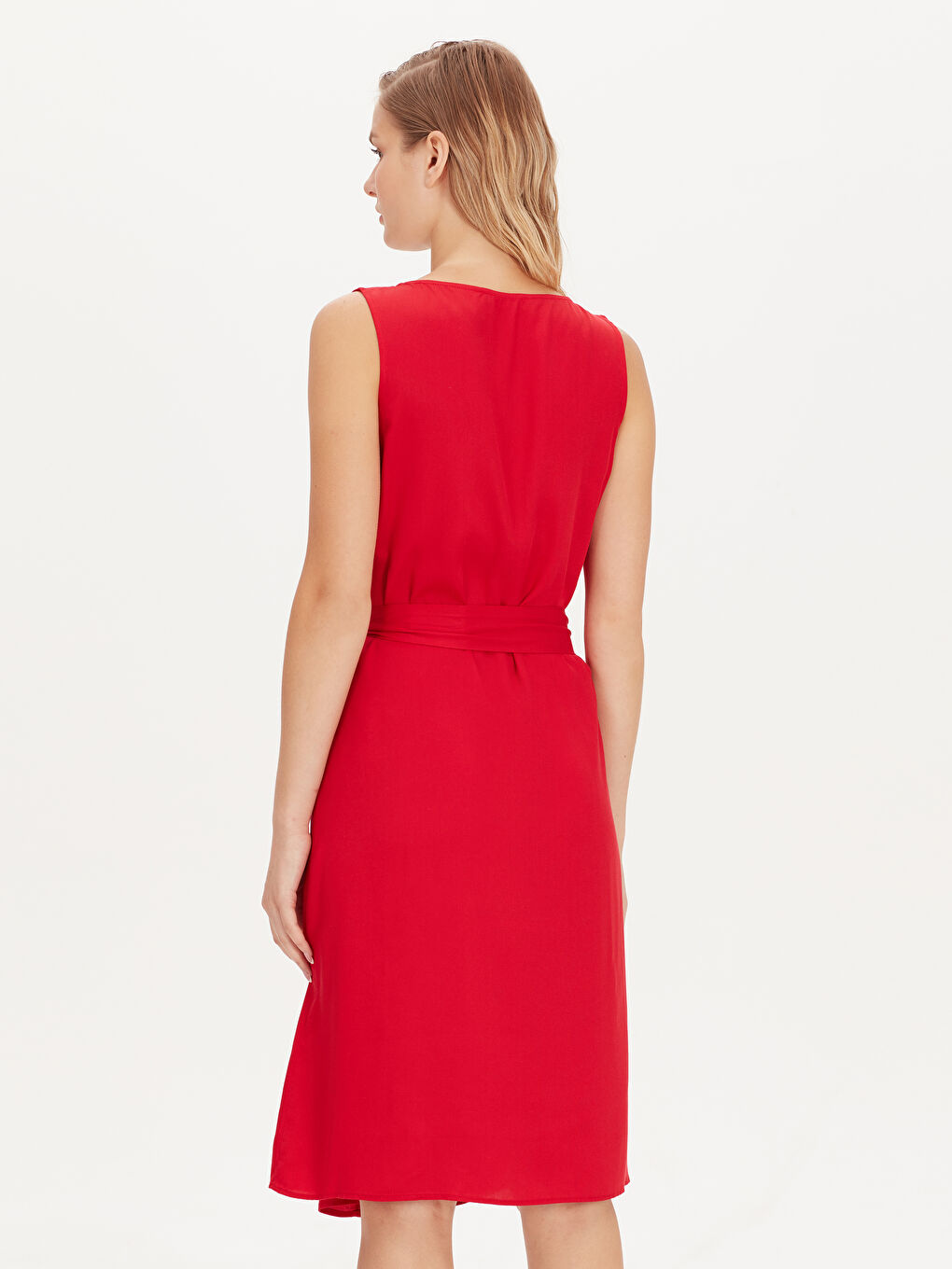 Kırmızı Standart Fit Askılı Kadın Gömlek Elbise-2