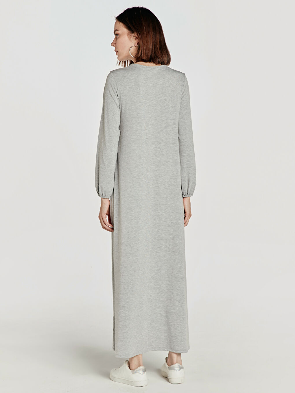 Açık Gri Melanj Elbise-2