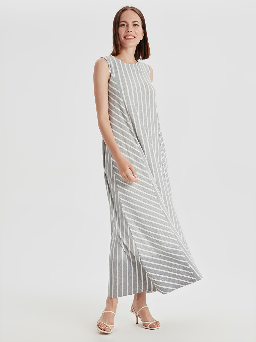 Gri Çizgili Elbise-1