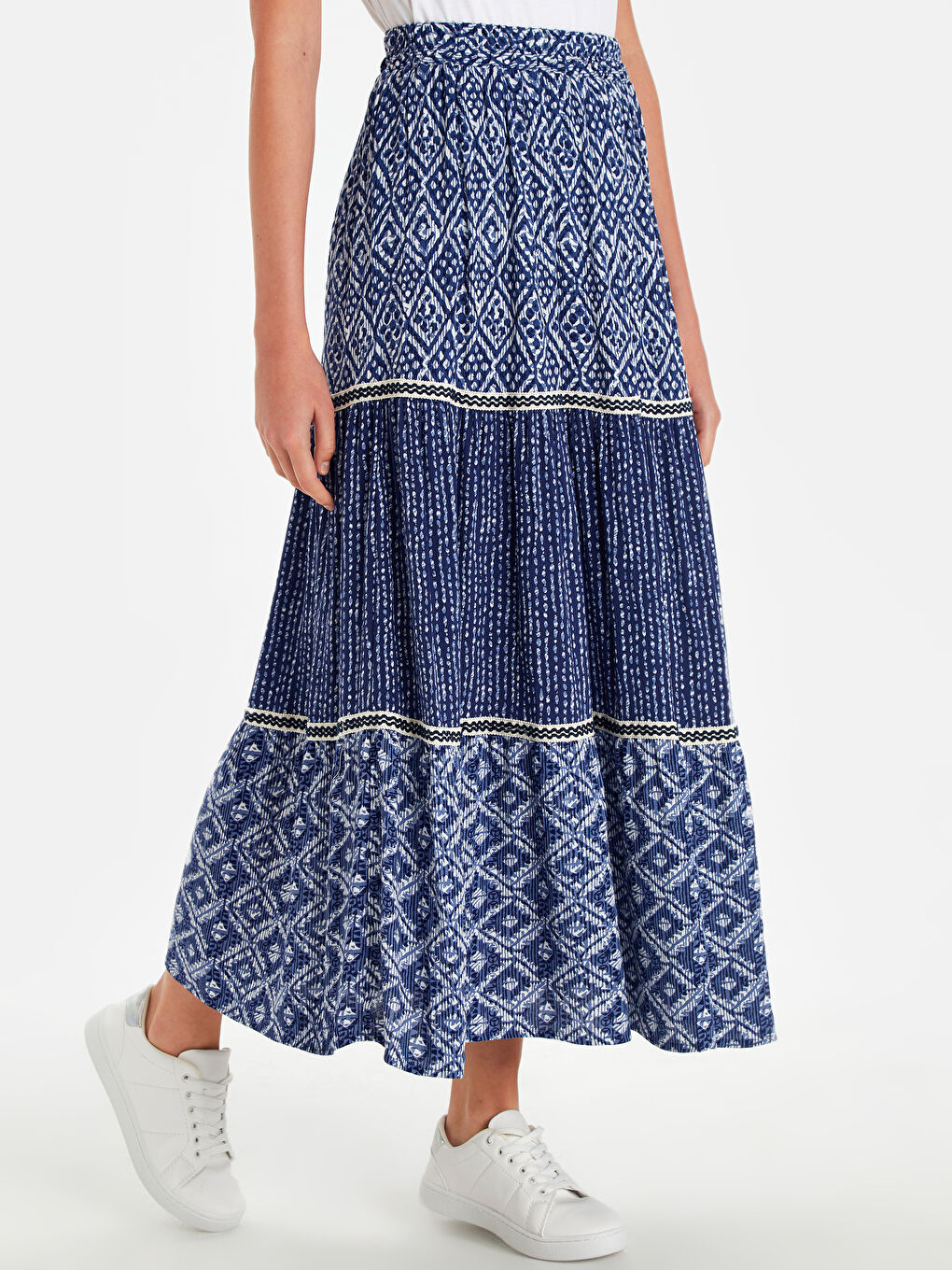 Lacivert Baskılı Etek-1