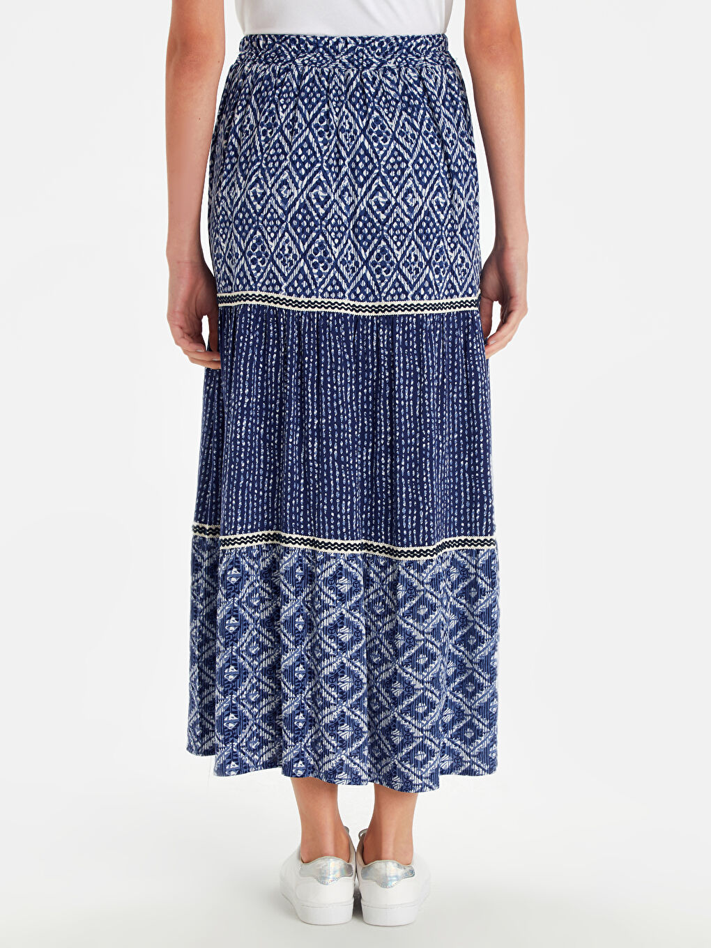 Lacivert Baskılı Etek-2