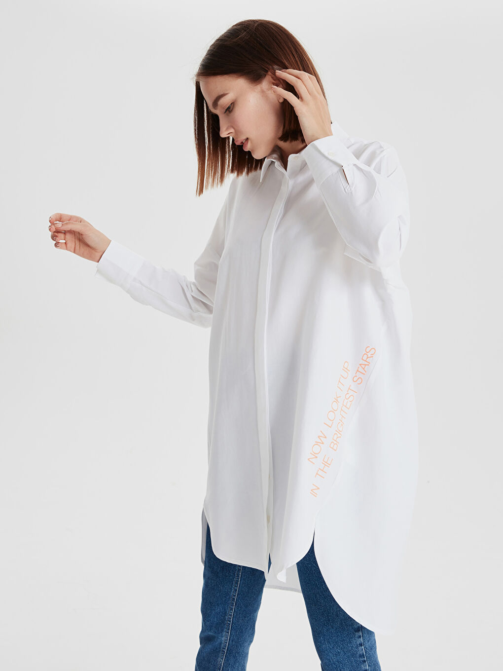 Ekru Poplin Kadın Tunik