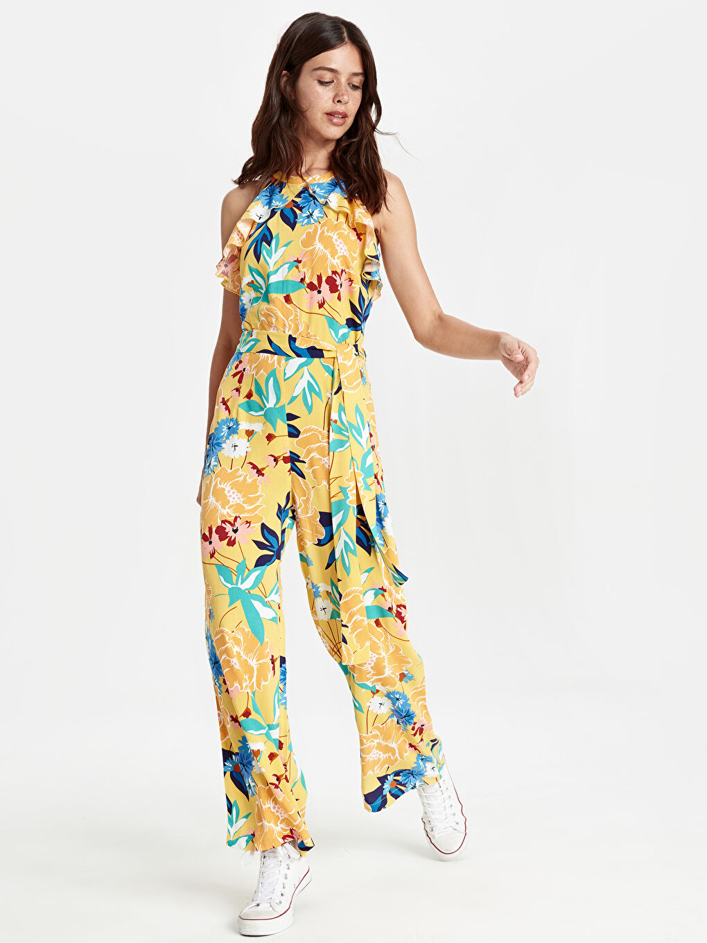 Sarı Kadın Kolsuz Tulum