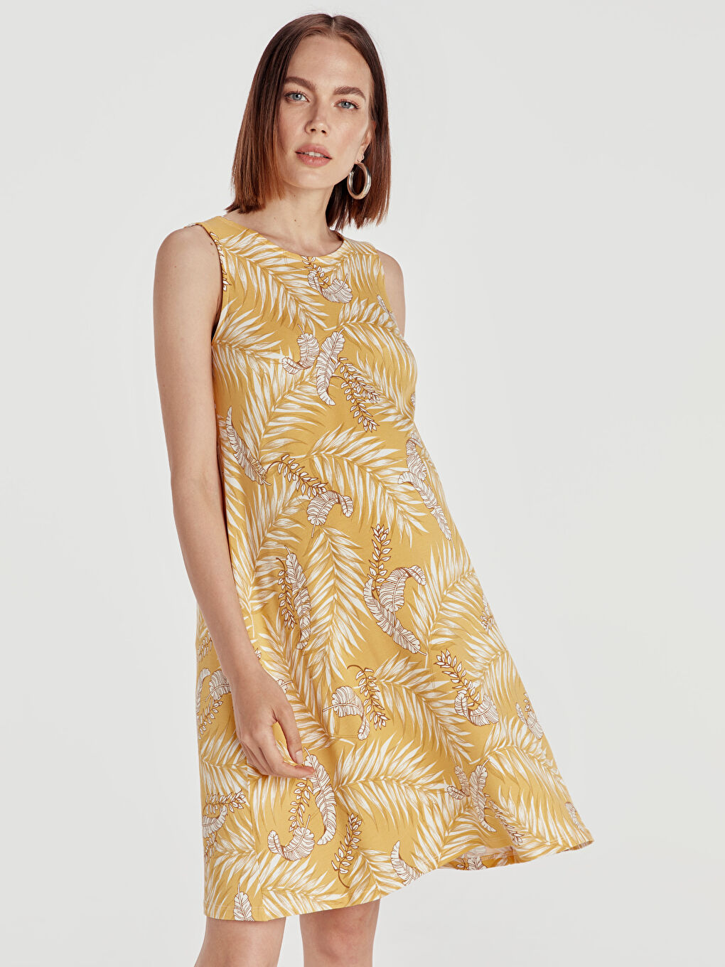 Sarı Baskılı Elbise