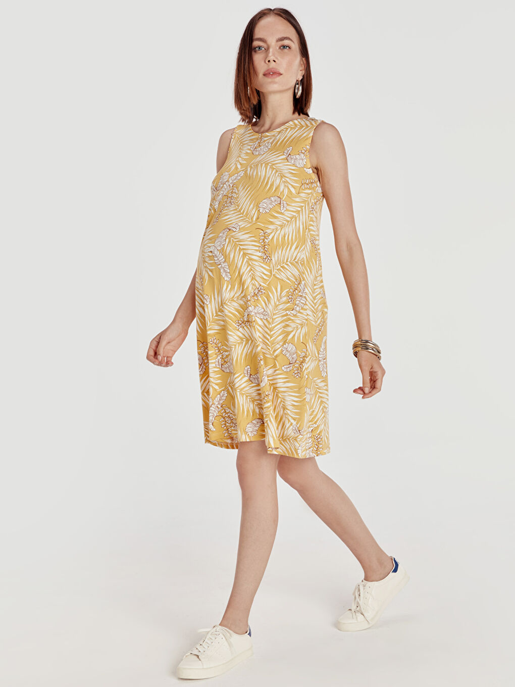 Sarı Baskılı Elbise-1