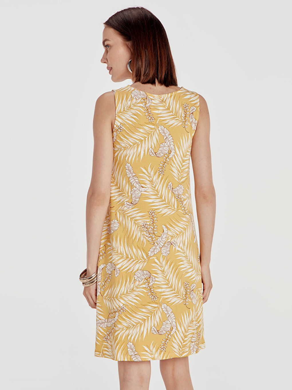 Sarı Baskılı Elbise-2