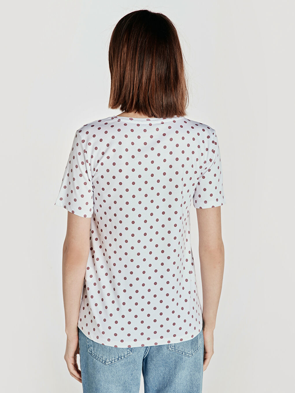 Pembe Bisiklet Yaka Kısa Kollu Kadın Tişört-2